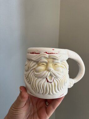 Vintage Santa Claus Ceramic Mug With Handle - Christmas Holiday Decor -